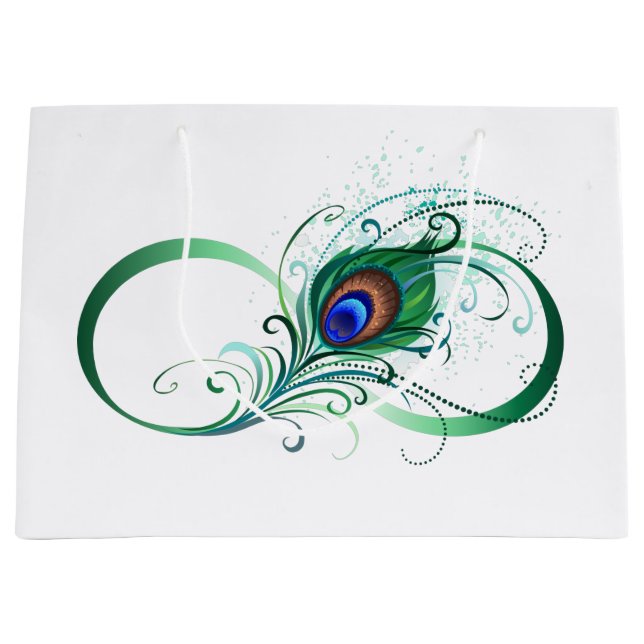 Unendlichkeitssymbol mit Peacock Feather Große Geschenktüte (Vorderseite)