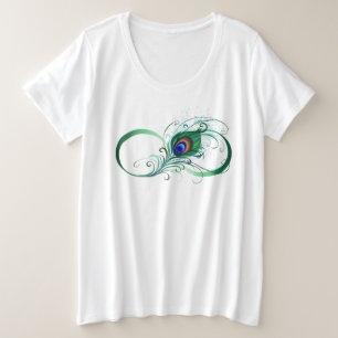 Unendlichkeitssymbol mit Peacock Feather Große Größe T-Shirt