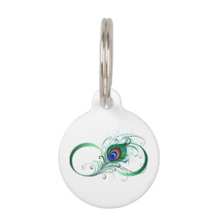 Unendlichkeitssymbol mit Peacock Feather Haustiermarke