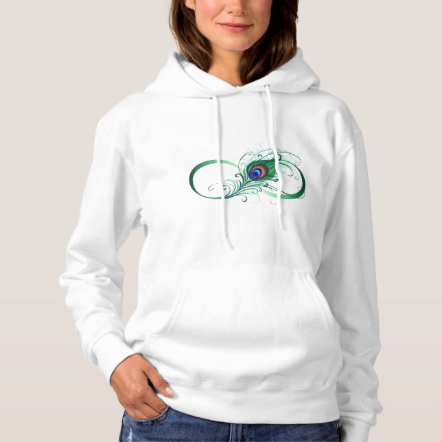 Unendlichkeitssymbol mit Peacock Feather Hoodie (Vorderseite)