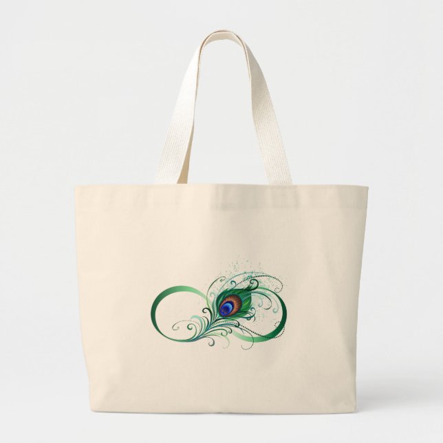 Unendlichkeitssymbol mit Peacock Feather Jumbo Stoffbeutel (Vorne)