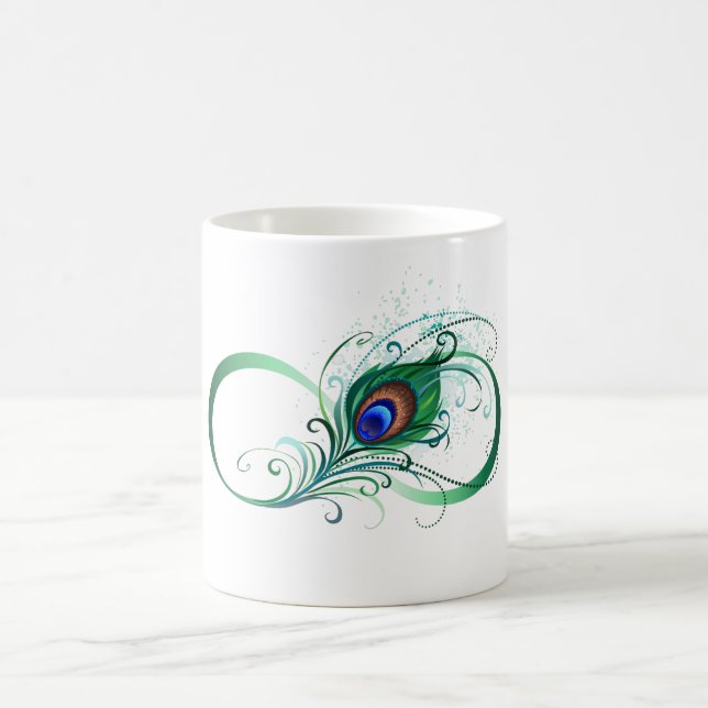 Unendlichkeitssymbol mit Peacock Feather Kaffeetasse (Mittel)
