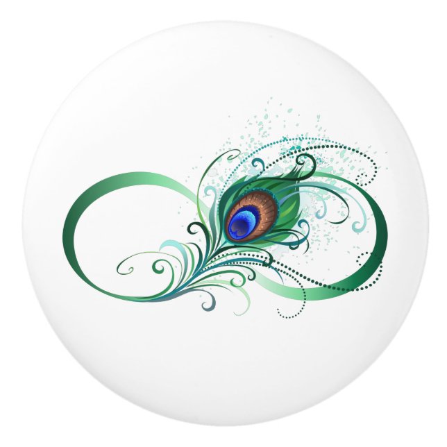 Unendlichkeitssymbol mit Peacock Feather Keramikknauf (Vorderseite)