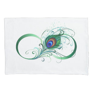 Unendlichkeitssymbol mit Peacock Feather Kissenbezug