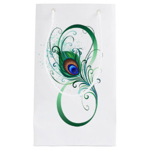 Unendlichkeitssymbol mit Peacock Feather Kleine Geschenktüte