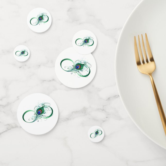 Unendlichkeitssymbol mit Peacock Feather Konfetti (Gruppe)