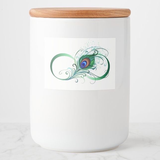 Unendlichkeitssymbol mit Peacock Feather Lebensmitteletikett (Vorderseite)