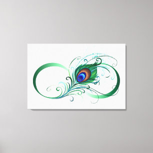 Unendlichkeitssymbol mit Peacock Feather Leinwanddruck