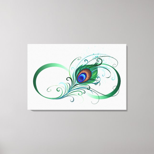 Unendlichkeitssymbol mit Peacock Feather Leinwanddruck (Vorderseite)