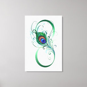 Unendlichkeitssymbol mit Peacock Feather Leinwanddruck