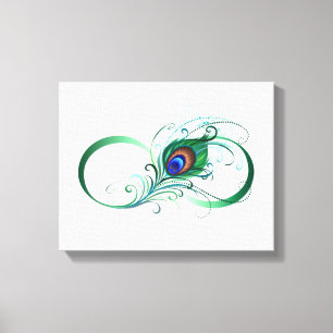 Unendlichkeitssymbol mit Peacock Feather Leinwanddruck