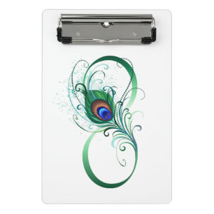 Unendlichkeitssymbol mit Peacock Feather Mini Klemmbrett