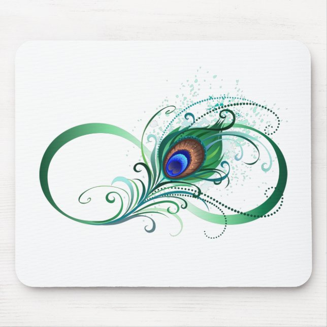 Unendlichkeitssymbol mit Peacock Feather Mousepad (Vorne)