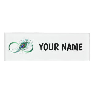 Unendlichkeitssymbol mit Peacock Feather Namenschild