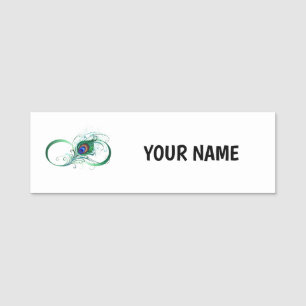 Unendlichkeitssymbol mit Peacock Feather Namensschild
