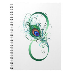 Unendlichkeitssymbol mit Peacock Feather Notizblock