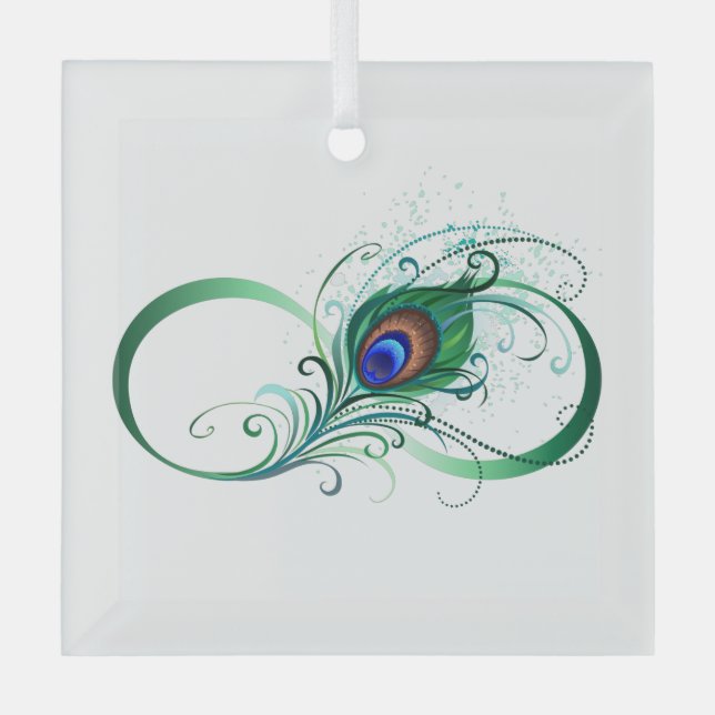Unendlichkeitssymbol mit Peacock Feather Ornament Aus Glas (Vorderseite)