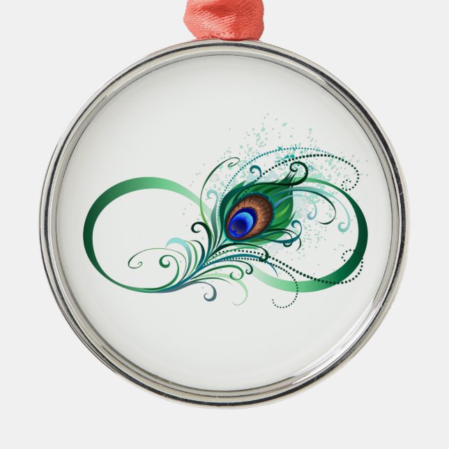 Unendlichkeitssymbol mit Peacock Feather Ornament Aus Metall (Vorne)