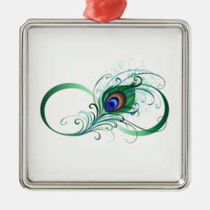Unendlichkeitssymbol mit Peacock Feather Ornament Aus Metall