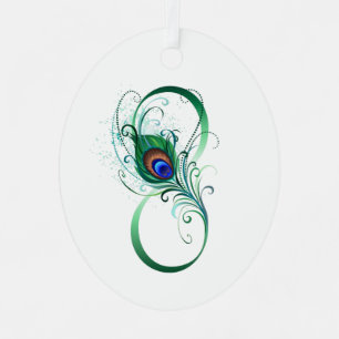 Unendlichkeitssymbol mit Peacock Feather Ornament Aus Metall