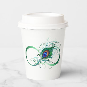 Unendlichkeitssymbol mit Peacock Feather Pappbecher