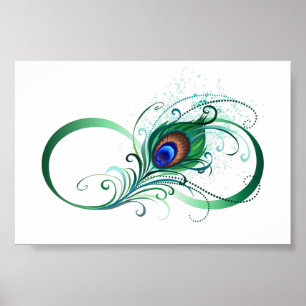 Unendlichkeitssymbol mit Peacock Feather Poster