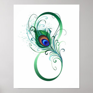 Unendlichkeitssymbol mit Peacock Feather Poster