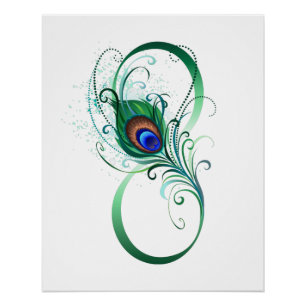 Unendlichkeitssymbol mit Peacock Feather Poster