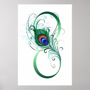Unendlichkeitssymbol mit Peacock Feather Poster