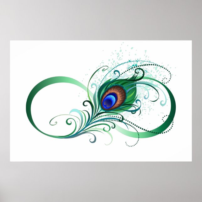 Unendlichkeitssymbol mit Peacock Feather Poster (Vorne)