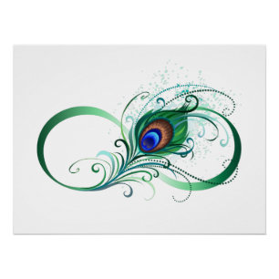 Unendlichkeitssymbol mit Peacock Feather Poster