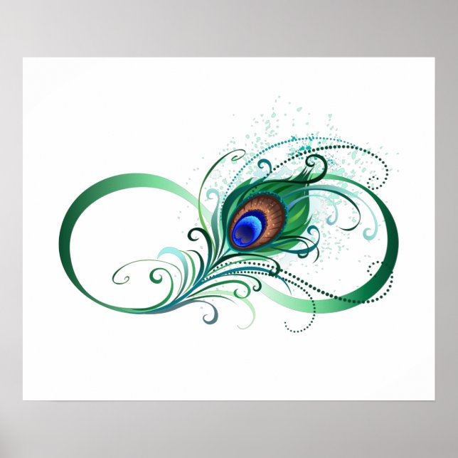 Unendlichkeitssymbol mit Peacock Feather Poster (Vorne)