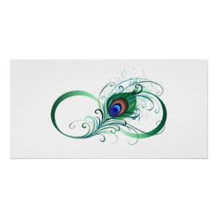 Unendlichkeitssymbol mit Peacock Feather Poster