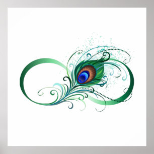 Unendlichkeitssymbol mit Peacock Feather Poster