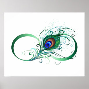 Unendlichkeitssymbol mit Peacock Feather Poster