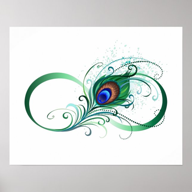 Unendlichkeitssymbol mit Peacock Feather Poster (Vorne)