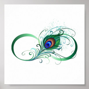Unendlichkeitssymbol mit Peacock Feather Poster