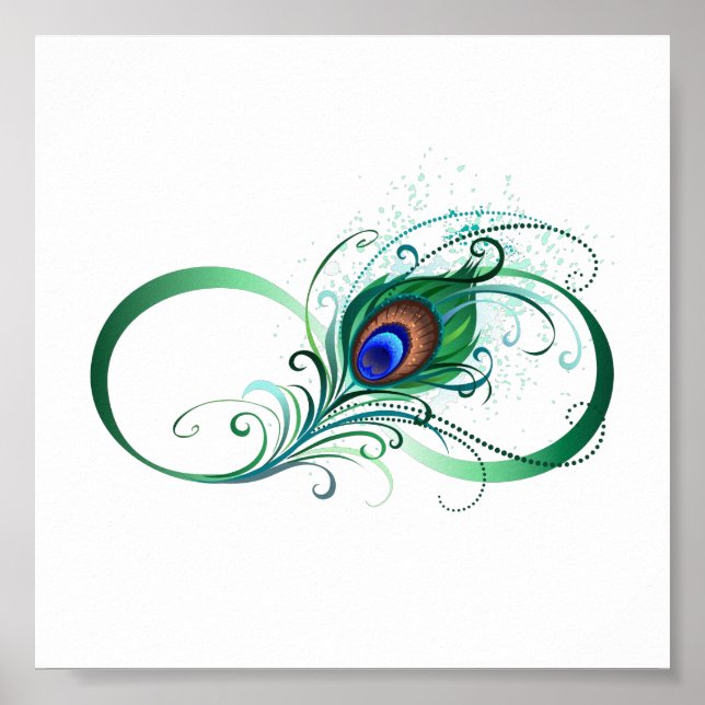 Unendlichkeitssymbol mit Peacock Feather Poster (Vorne)