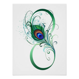 Unendlichkeitssymbol mit Peacock Feather Poster