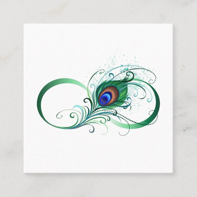 Unendlichkeitssymbol mit Peacock Feather Rabattkarte (Vorderseite)