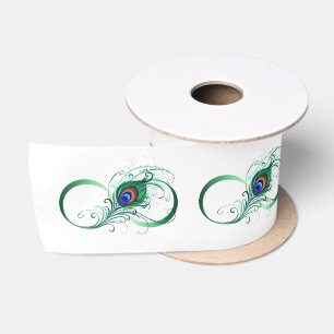 Unendlichkeitssymbol mit Peacock Feather Satinband