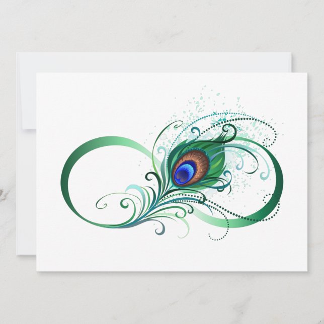 Unendlichkeitssymbol mit Peacock Feather Save The Date (Vorderseite)