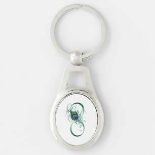 Unendlichkeitssymbol mit Peacock Feather Schlüsselanhänger