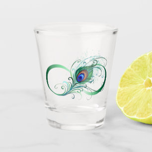 Unendlichkeitssymbol mit Peacock Feather Schnapsglas