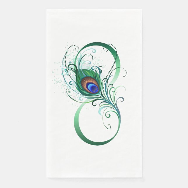Unendlichkeitssymbol mit Peacock Feather Serviette (Vorderseite)