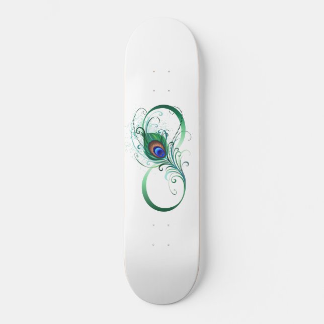 Unendlichkeitssymbol mit Peacock Feather Skateboard (Vorderseite)