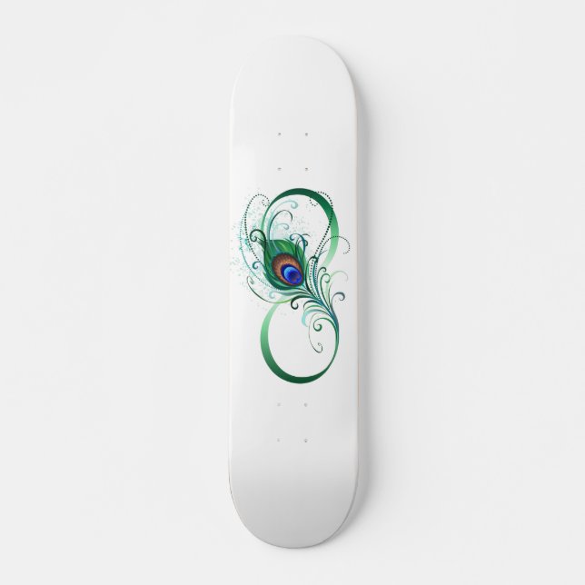Unendlichkeitssymbol mit Peacock Feather Skateboard (Vorne)
