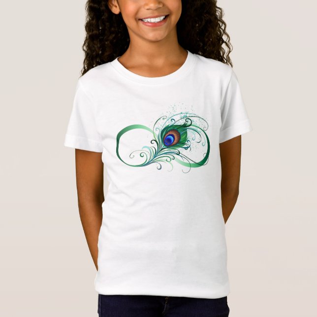 Unendlichkeitssymbol mit Peacock Feather T-Shirt (Vorderseite)