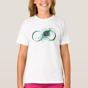 Unendlichkeitssymbol mit Peacock Feather T-Shirt