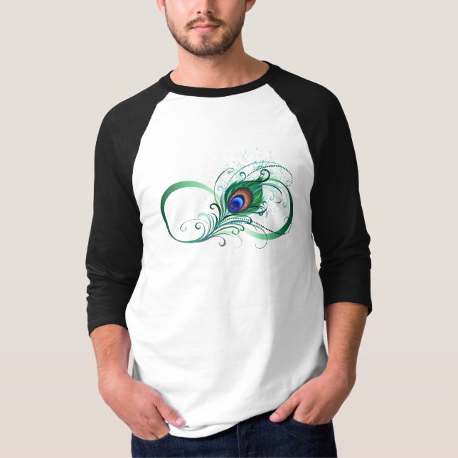 Unendlichkeitssymbol mit Peacock Feather T-Shirt (Vorderseite)